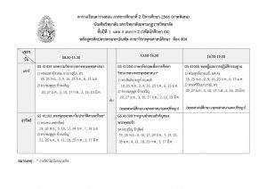 ตารางเรียนตารางสอนสาขาวิชาพุทธศาสน์ศึกษา ป.โท-เอกภาคการศึกษาที่ 2 ปีการศึกษา 2566 รหัส 66 (ภาคปกติ-ภ…