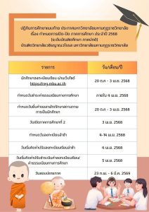 ปฏิทินการศึกษา ภาคการศึกษาที่ 2 ปีการศึกษา 2568